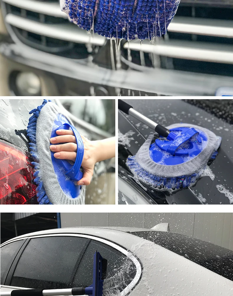 Car Wash Brush Cleaning Mop Chenille Broom Water Flow Windows Squeegee Telescoping Handle Foam Bottle Car Accessories Xammep