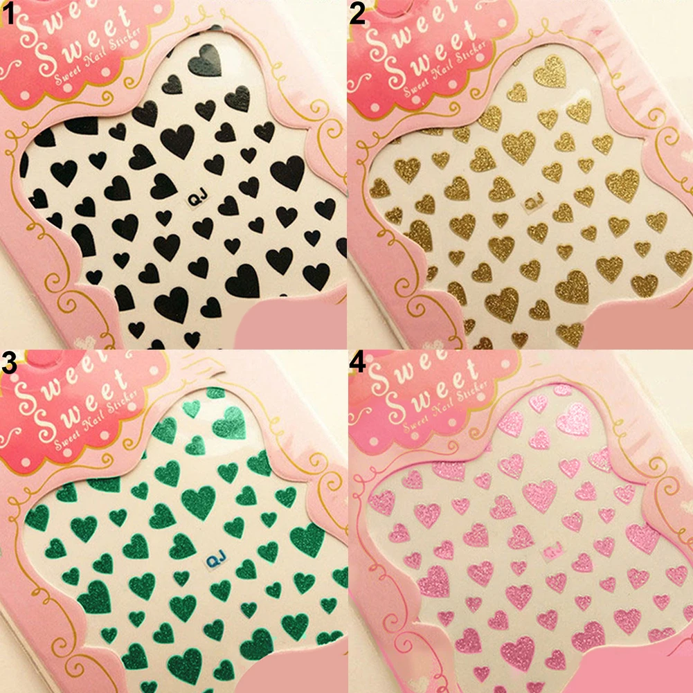 1 Sheet Love Heart Design Nail Art Stickers Water Transfer Decal Slider Watermark Nail Wraps Decal Manicure Nail Tips Decoration