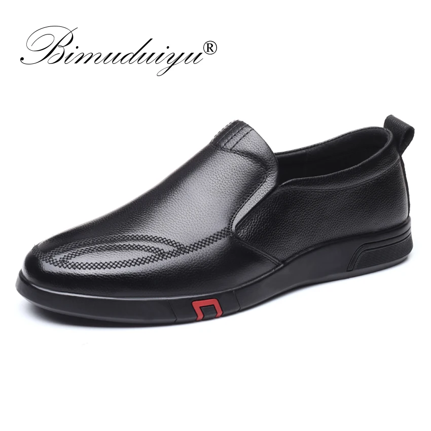 BIMUDUIYU Genuine Leather Shoes Men Loafers Soft Cow Casual Breathable Slip on Male Footwear Black Moccasins | Обувь