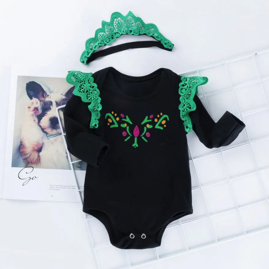 Милые Детские Боди и повязка на голову с короной комплект одежды из 2 предметов