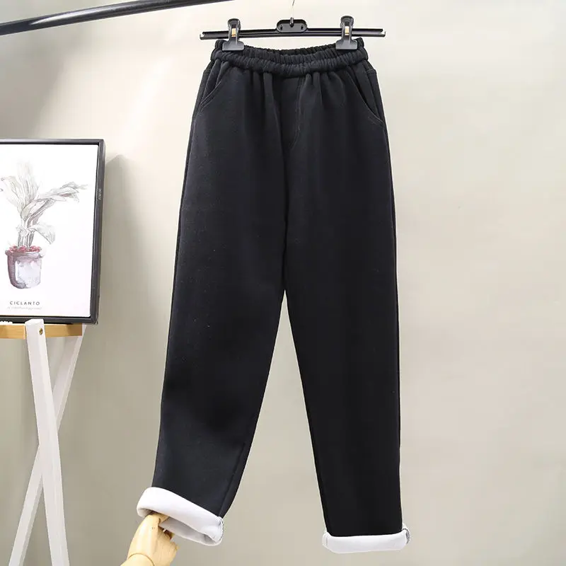 Бархатные утепленные прямые штаны-шаровары для женщин; Pantalon Femme; брюки с эластичной резинкой на талии; сезон осень-зима; повседневные спортивные брюки для женщин; C6033
