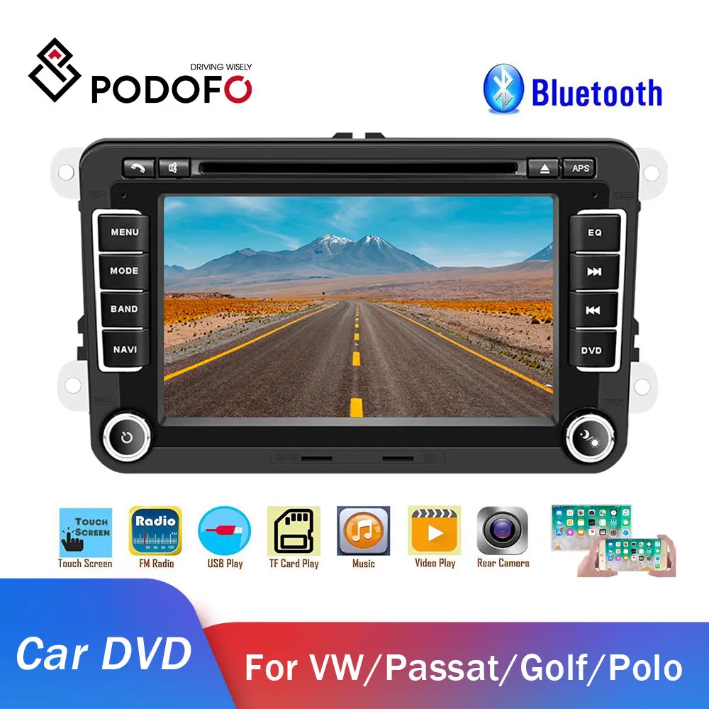 Podofo 2din Android автомобильное радио для Volkswagen автомобильный мультимедийный плеер DVD CD