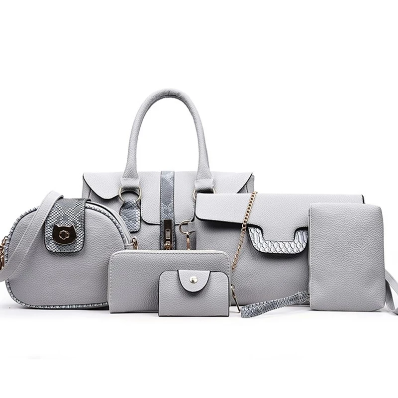 

6PCS Round Leather Handbags Female Shell Brands Serpentine Tote Bag Lady Shoulder Crossbody Chain Bag Clutch Bag Women Pouch New