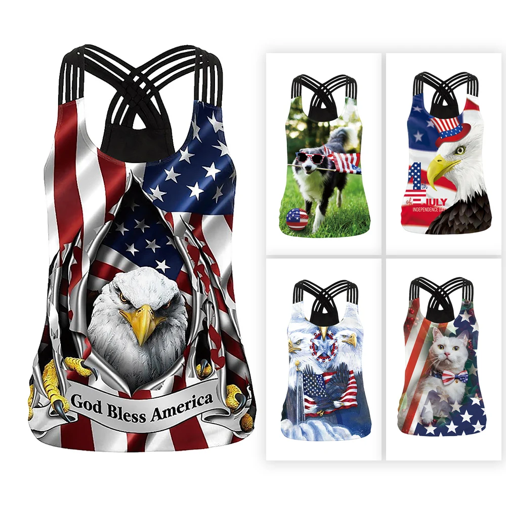 

3D eagle print cycling vest waistcoats Animal Printed Tank Top for man women's 3d Vest ladies' casual Undershirts Gym clothing