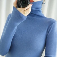 fashion autumn winter women knitted turtleneck pull sweater casual soft jumper fashion slim femme elasticity pullover