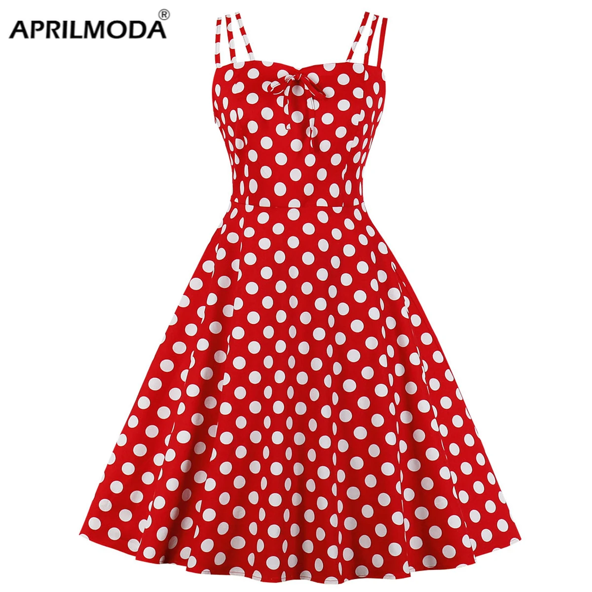 

Женское винтажное платье в горошек, летнее платье-миди на тонких бретелях, в стиле 50-60-х, желтого, белого, красного цветов