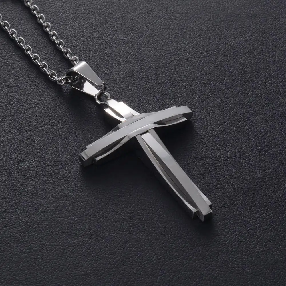 Невыцветающая подвеска-крест из нержавеющей стали длиной 60 см | Украшения и