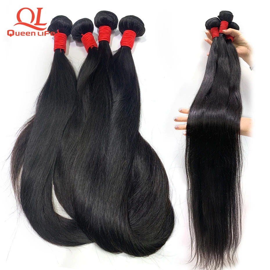 Queenlife 8-30 дюймов 32 34, 36, 38, 40 дюймов Пряди шелковистые прямые перуанские человеческие волосы пряди волосы Remy(с чешуйками в одном направлении), длинные волосы 1/3/4 шт