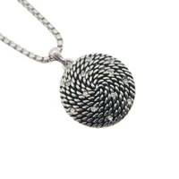 stainless steel spiral rope pendant necklace women elegant rhinestones charm necklace fashion jewelry