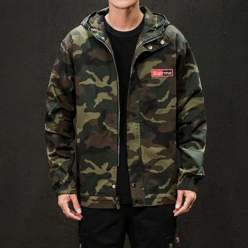 Мужская модная бейсбольная куртка на молнии с капюшоном Повседневная Уличная