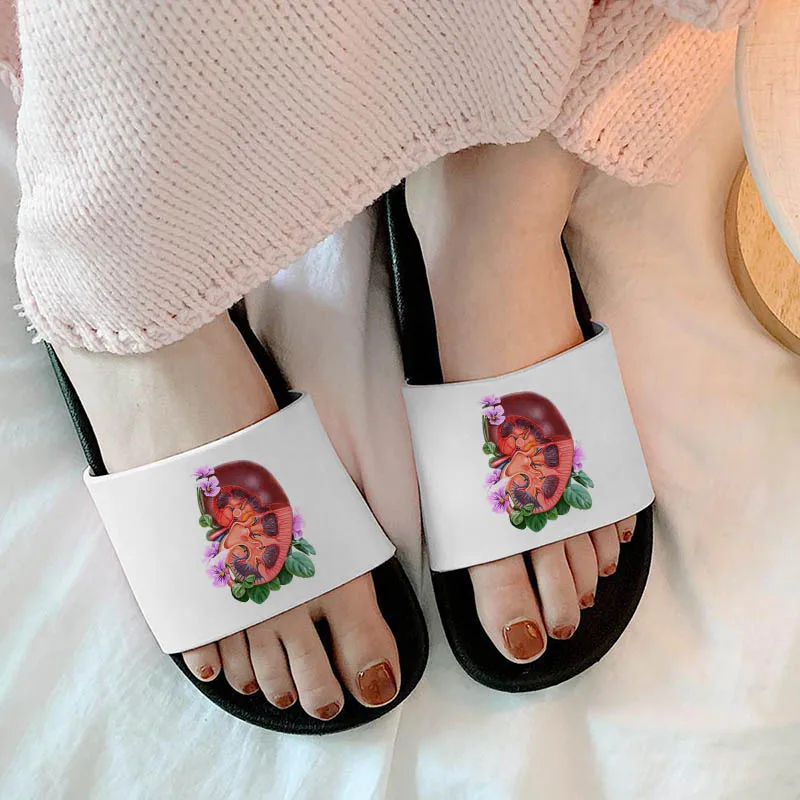 

Aesthetic Flower Printing Lady Slipper Slide Flat Shoes Harajuku Female Summer Slippers Comfort Slippers Women