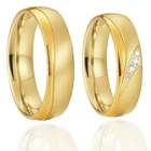 Комплект свадебных колец для пар, 1 пара, позолоченные 18 карат, кольца обещания, помолвки, юбилея, для мужчин и женщин