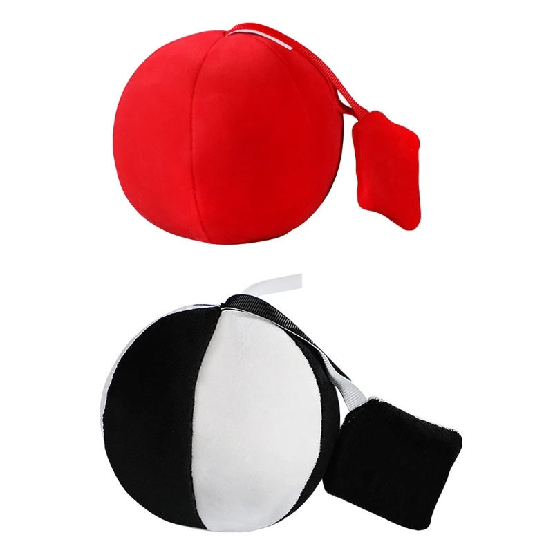 

1PC Red & Black Optional Soft Non-toxic Plush Ball Toys For Baby Vision Training Toys With Bells To Catch Baby's Attention