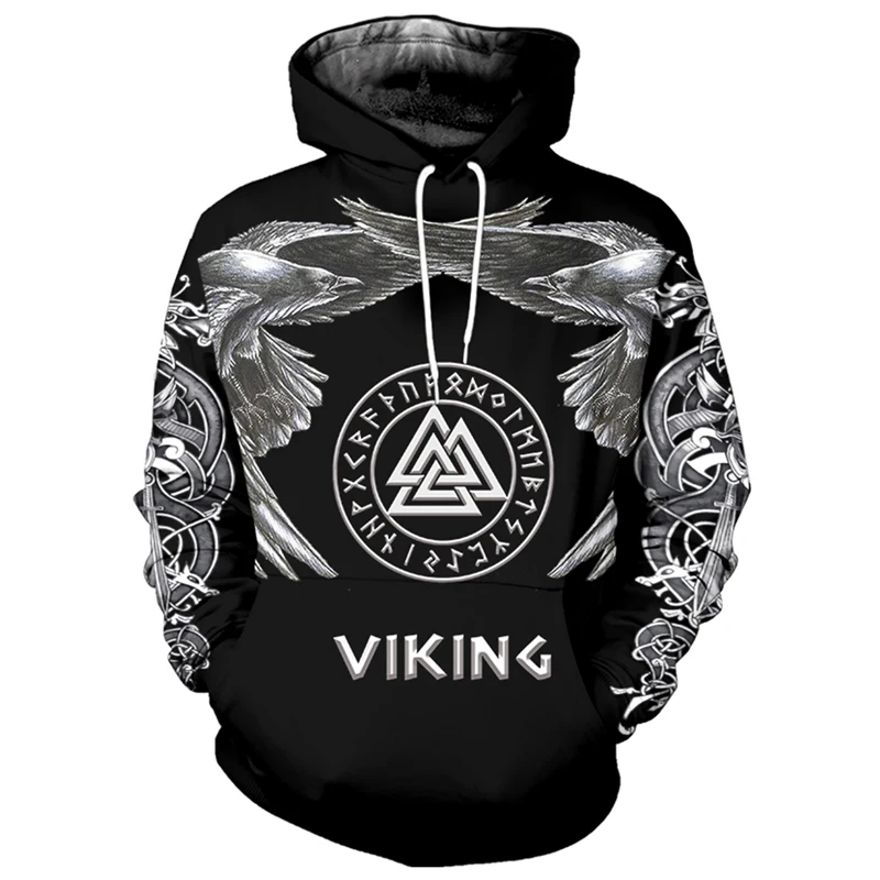 2020 зимние Viking татуировки Объёмный рисунок (3D-принт) толстовки повседневные