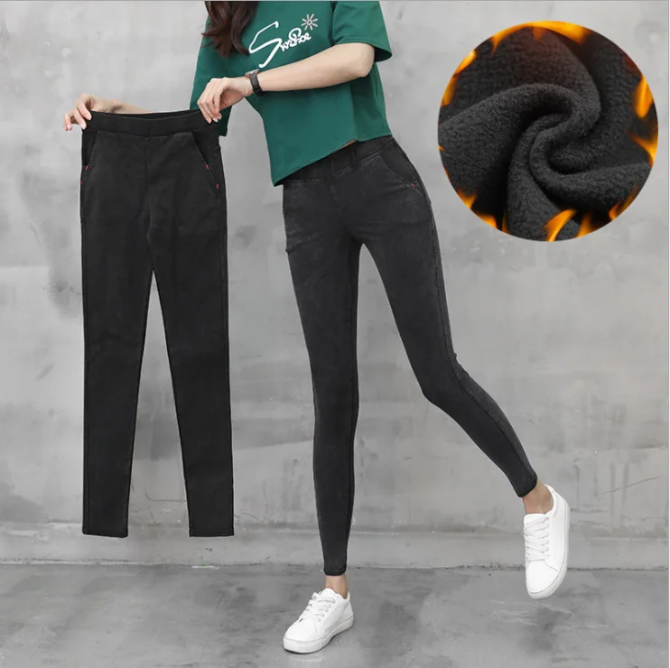 Имитация ковбоя карандаш ноги леггинсы Женская одежда осень и зима был тонкий