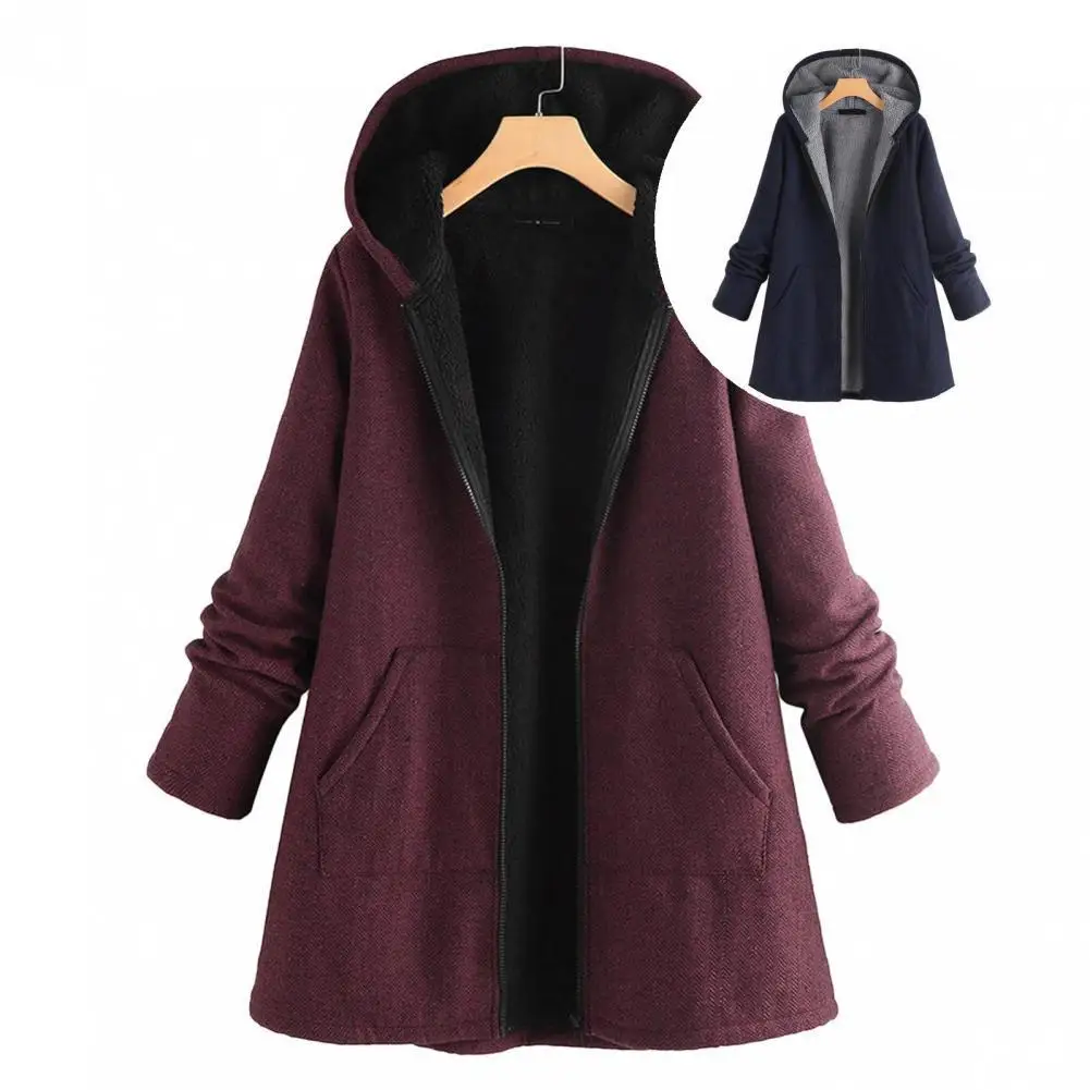 

Temperament Simple Long Sleeve Warm Jacket Outwear Women Coat Plus Size for Office