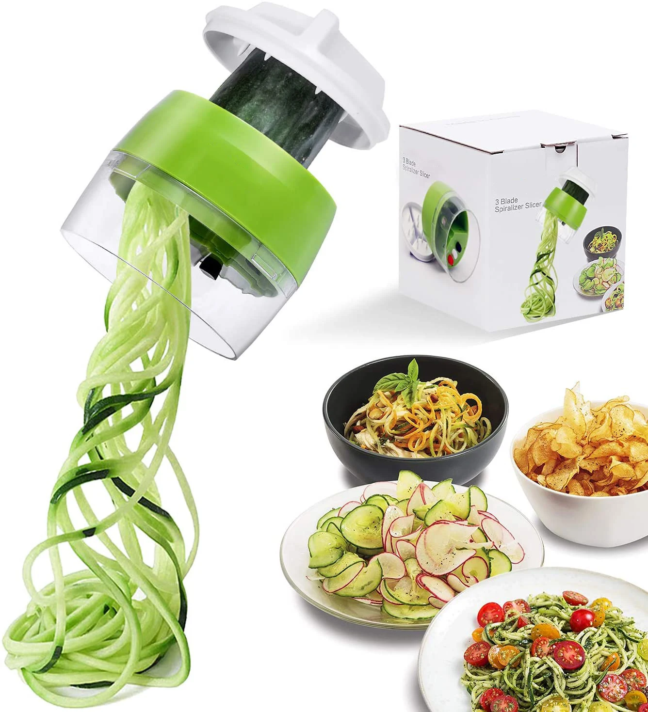 Z30 4 in 1 Adjustable Spiral Grater Cutter Handheld Spiralizer Vegetable Fruit Slicer Salad Tools Zucchini Noodle Spaghetti Make