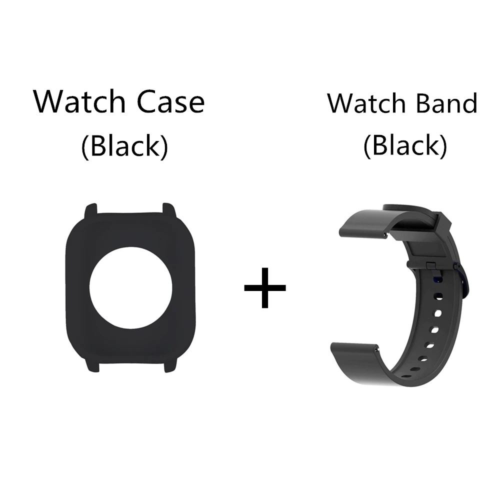 Black Package 2в1 силиконовый спортивный ремешок защитный чехол для Xiaomi Amazfit Gts Smart Watch Band 20 мм сменный Браслет+ чехол - Цвет: Black Package