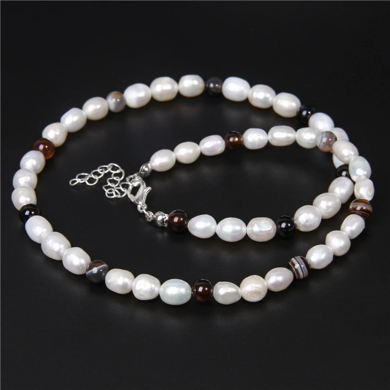 Ожерелье из белого овального натурального пресноводного жемчуга ожерелья