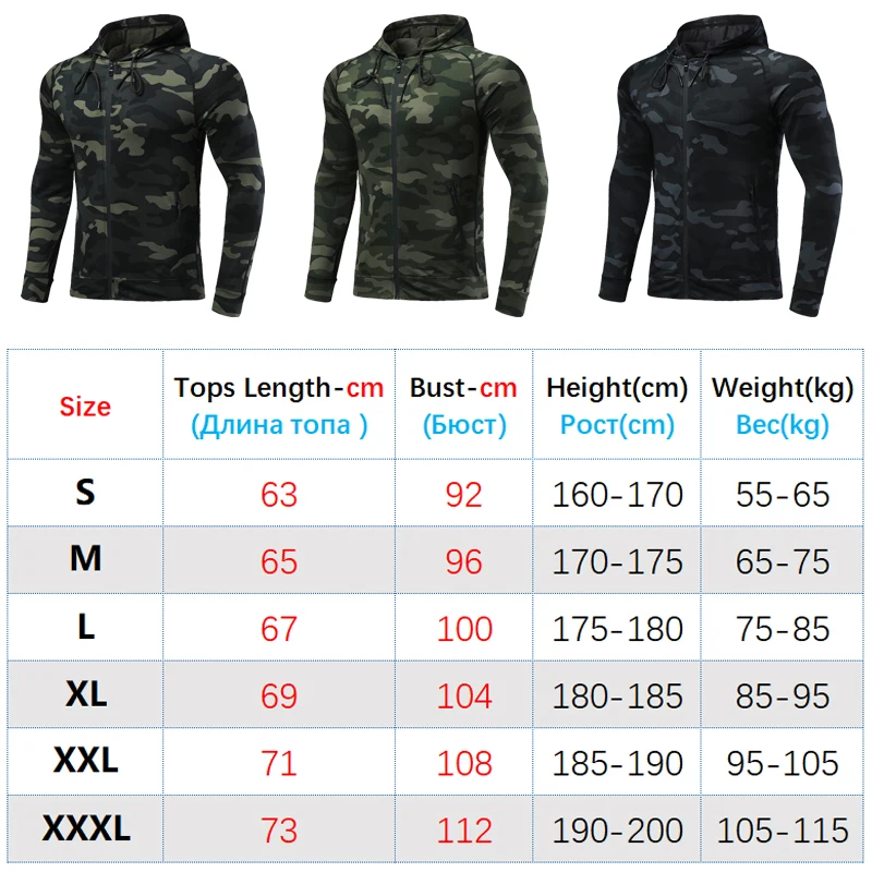 Men Sports Jackets Camouflage Outdoor Sports Zipper Hoodies Casual Gym Training Sweatshirts Breathable Running Thin Coats