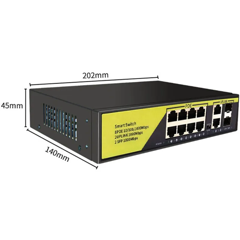 POE Gigabit Switch 52V with 8-Port POE+2 Uplinks+2 SFP IEEE 802.3 af/at 1G Suitable for IP Camera/Wireless AP/POE Camera | Компьютеры и