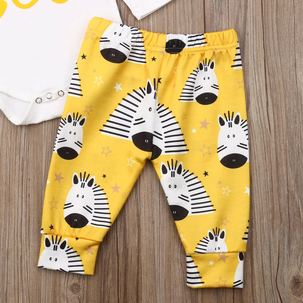 3PCS Newborn Kids Baby Girl Boys Outfits Clothes Sets Cartoon Print Romper+Zebra Pants Hat Set | Детская одежда и обувь