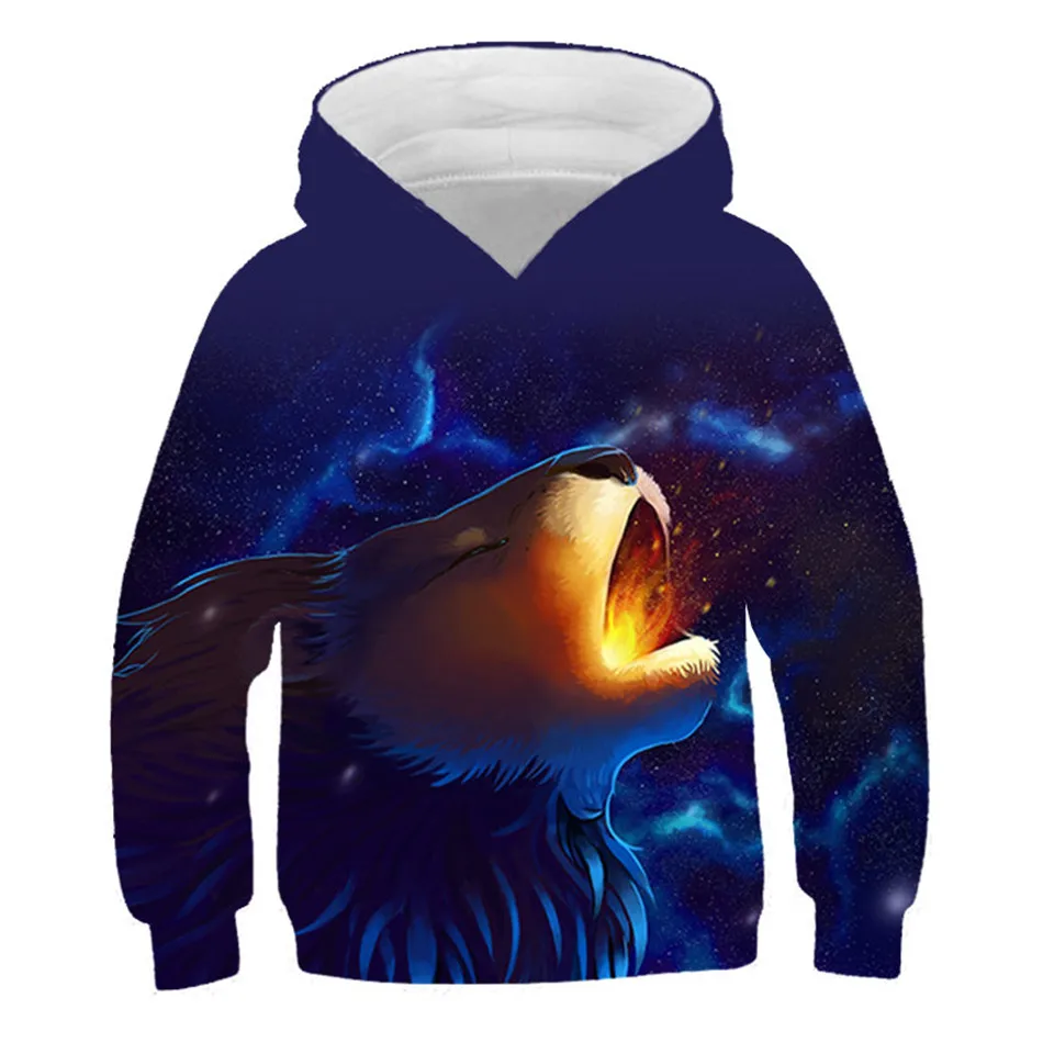 

2021 Autumn Winter Boys Girls 3D Hoodies Animal Leopard Wolf Pig Tiger Color Galaxy Printing Children Sweatshirts Kids Pullovers