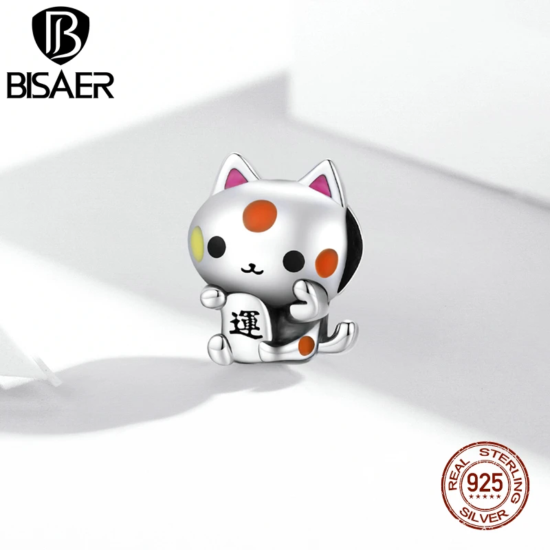 

BISAER 925 Sterling Silver Kitty Mermaid Cat Mushroom Sofa Charms Pendant Fit Bracelet Women Girl Cute Fashion DIY Jewelry Gift