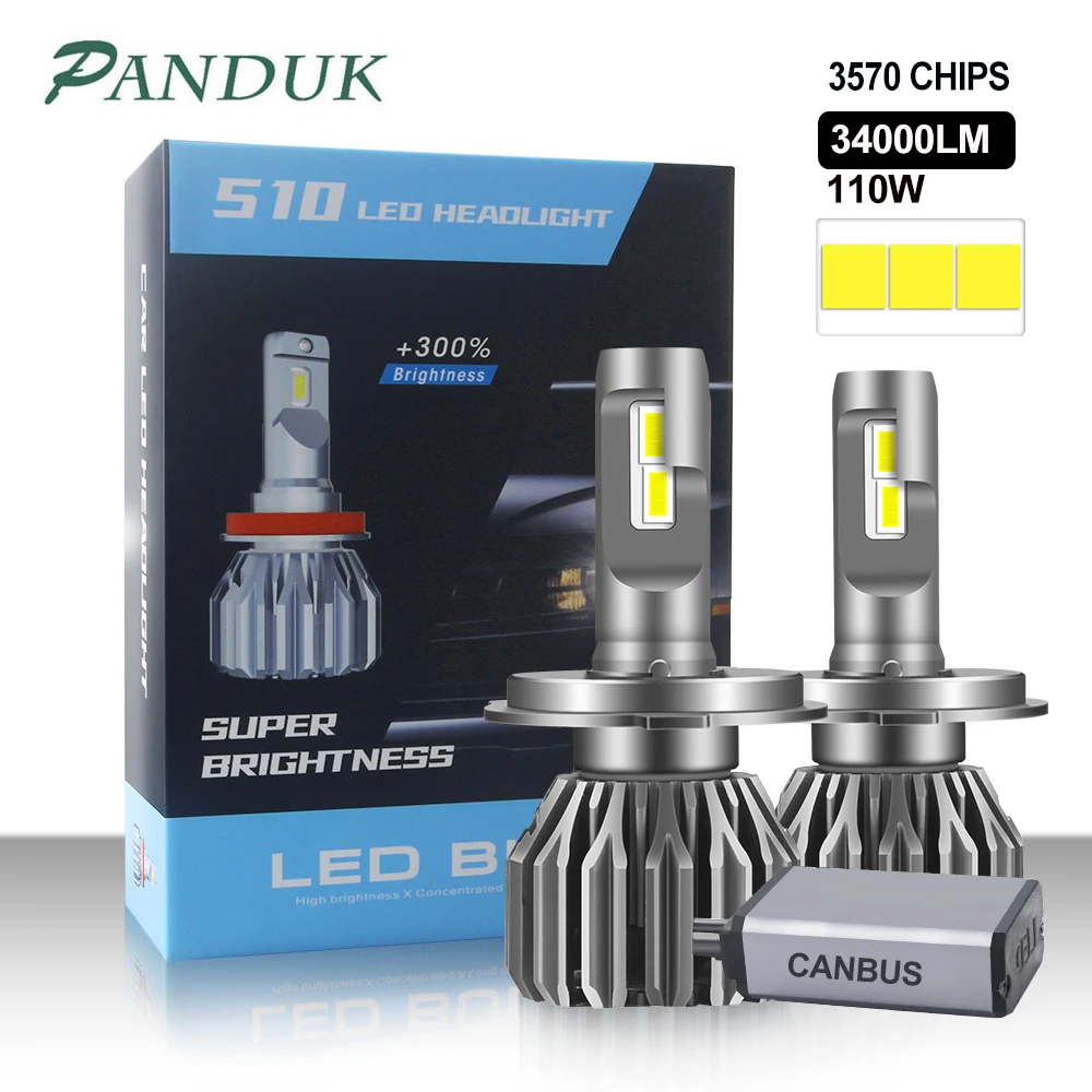 Светодиодсветодиодный лампа PANDUK H7 Canbus 110 Вт 9005 лм для фар H1 H4 H8 H9 H11 9006 9012 Hb3 HB4 6000