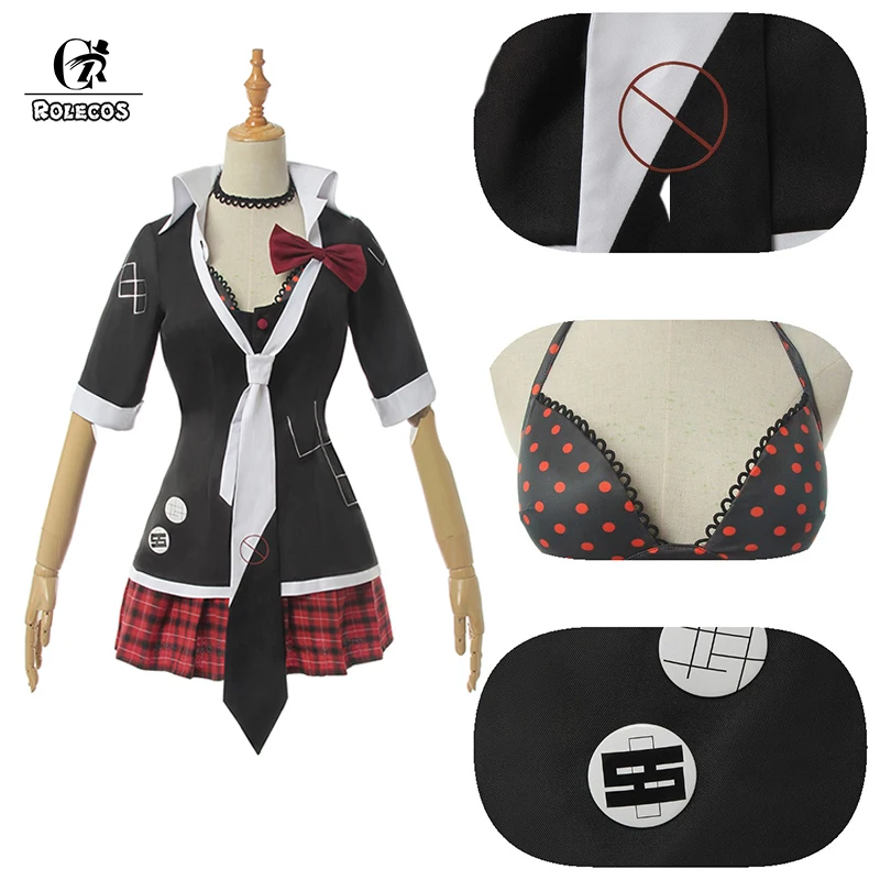 ROLECOS Danganronpa Дзюнко Эносима Косплэй костюм Junko наряд равномерное платье