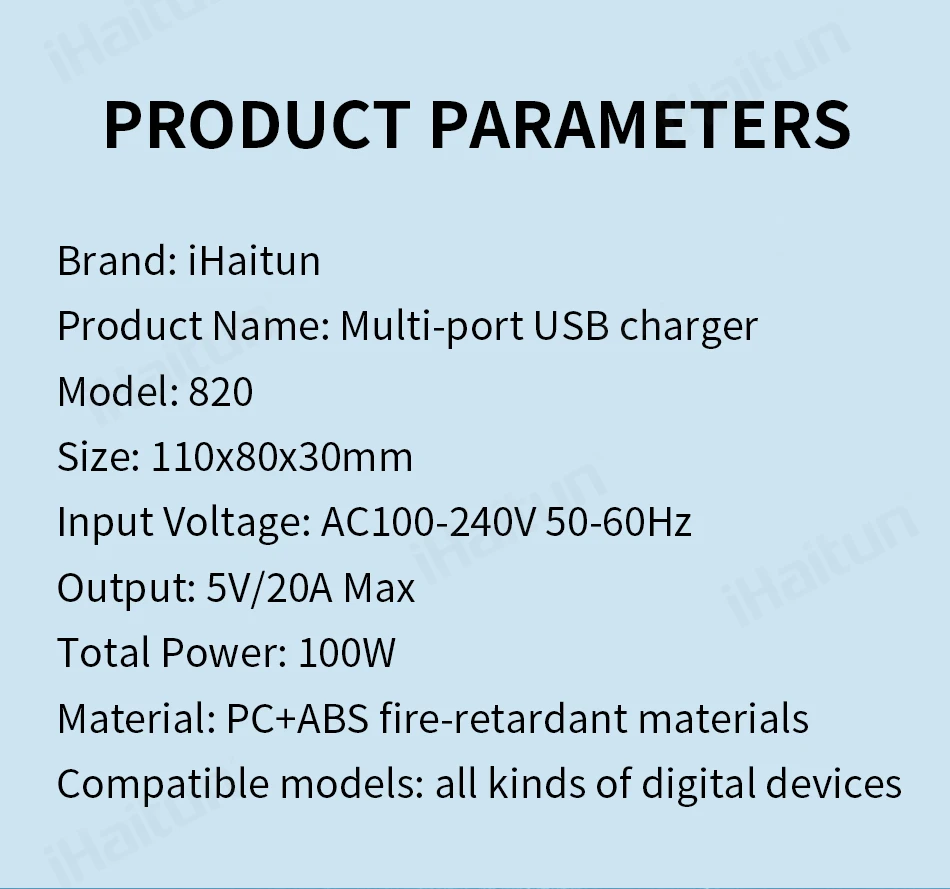 IHaitun 100 Вт 20A USB зарядное устройство светодиодный дисплей Быстрая мульти док-станция мощный Настольный быстрый адаптер для iPhone 11 Pro Max мобильный телефон