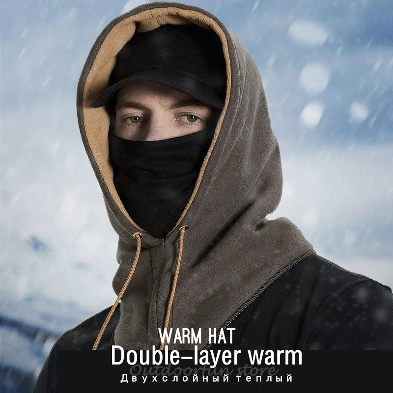 

Winter ice fishing Double warm cap Face Neck covered Men Outdoor Cycling Ski Sports Camping Plush Fleece hat Balaclava UV Women