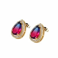 funmode classic waterdrop multicolor cz stud earrings for women jewelry accessories club party punk earrings brincos fe175