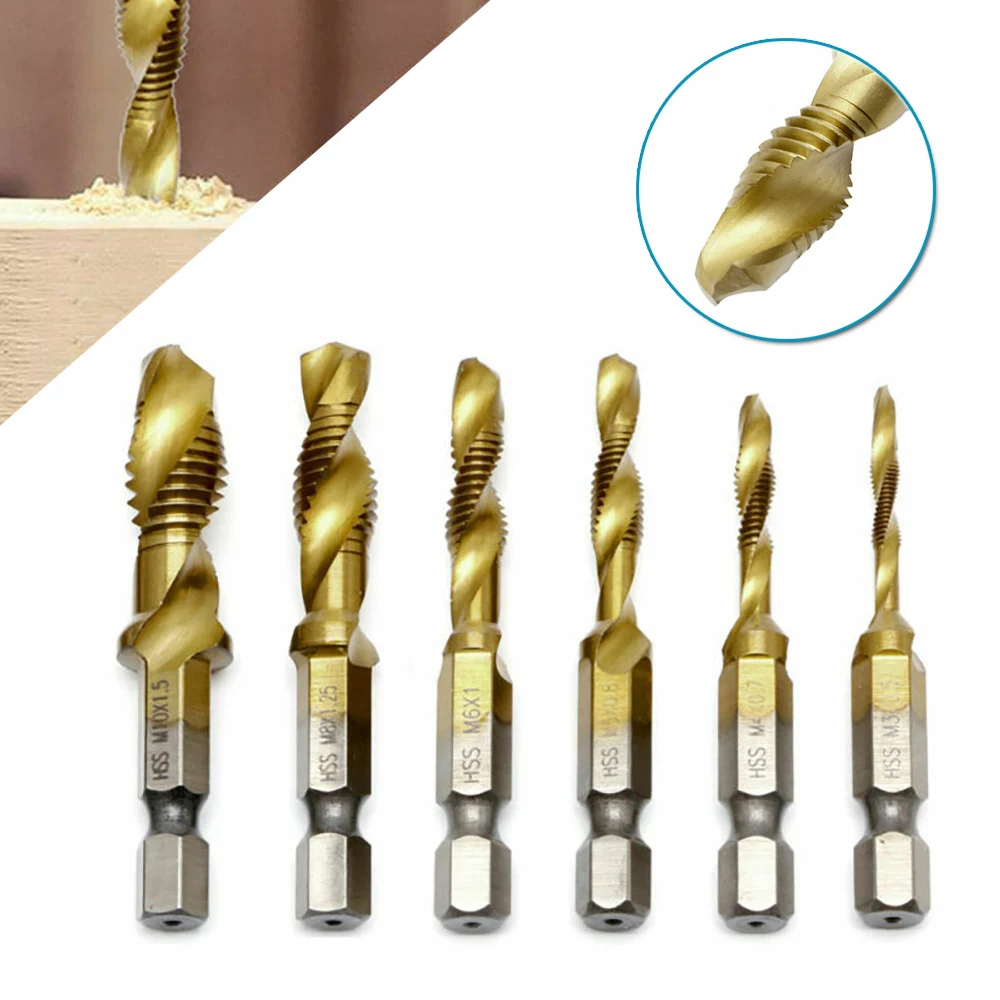 

6 Piece Drill bit High Speed Steel Hex Shank Screw Thread Metric Hardware