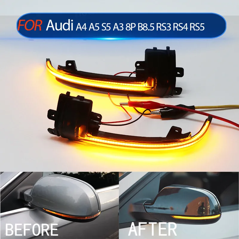 

Светодиодный динамический сигнал рулевого сигнала, черная крышка для зеркала заднего вида с индикацией вспышки для Audi A4 A5 S5 A3 8P B8.5 RS3 RS4 RS5