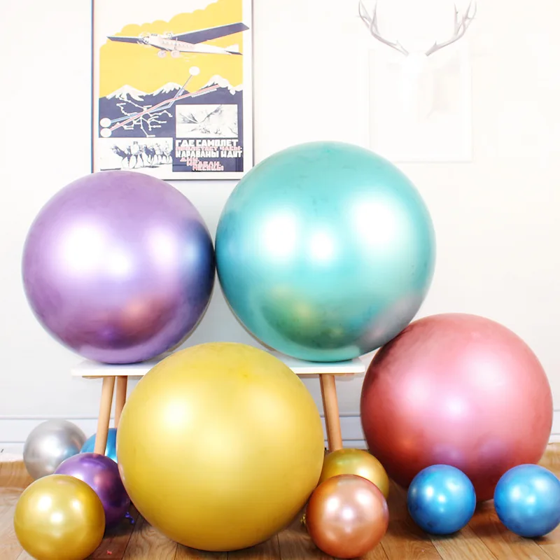 

36 дюймов Металлический воздушный шар глянцевый шары из латекса цвета металлик хром большой гелий воздушный шар Globos детский душ свадьба ден...
