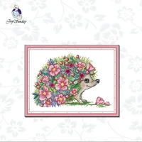 joy sunday hedgehog cartoon animal pattern cross stitch kit14ct 11ct printed on canvas embroidery handmade needlework gifts sets