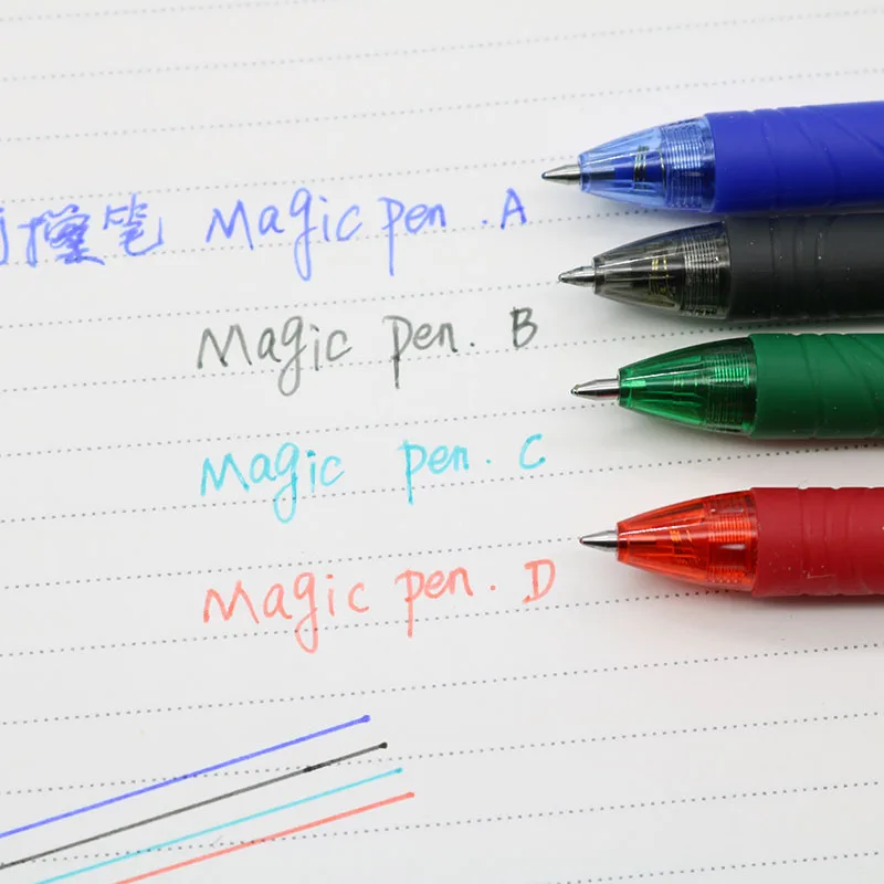0.5mm Erasable Gel Pen Set with Blue, Black, Green, and Red Ink - Magic Erasable Refill for School and Office Writing Tools image 5