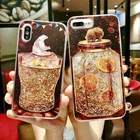 Зыбучие пески, динамическая жидкость, тапочки в виде медвежонка; Цвет Коричневый, чехол для телефона для samsung Galaxy S10 S9 S8 S5 S6 S7 Edge Plus 5G S10E примечание 9 8 5 4 3 Чехол