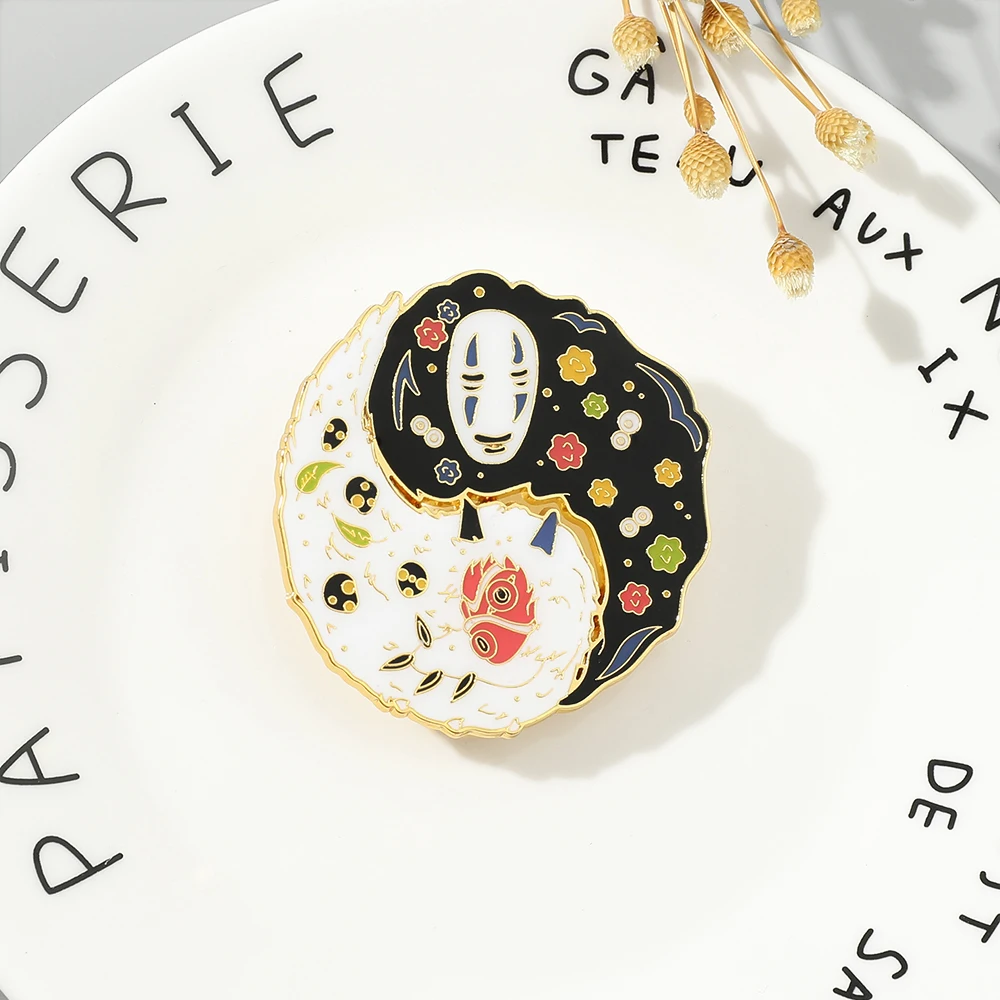 Миядзаки Хаяо нет лица мужчины Mononoke Hime брошь сплетни массив эмаль Модный круглый