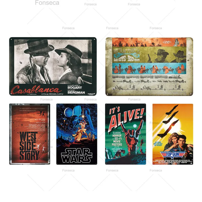 Металлический плакат в стиле старого фильма табличка металлическая жестяная