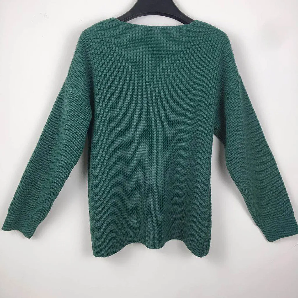 Модный свитер для женщин осенний и зимний Повседневный Однотонный облегающий