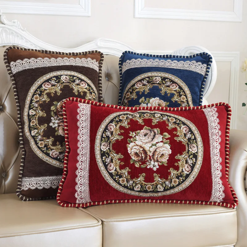 Европейский прямоугольный чехол для подушки замшевый жаккардовый на поясницу