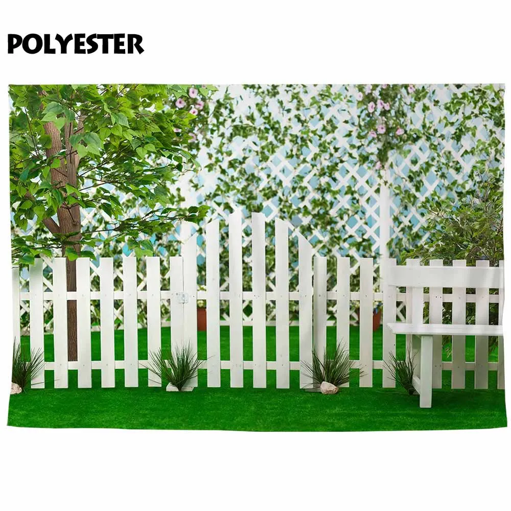 Фон для фотосъемки с изображением весеннего дерева и травы