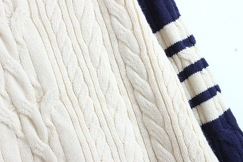 

2020 Autumn Winter Women Pullover Korean Sweater Vintage O-neck Striped Knit Short Thick Loose Chic Casual Female Jumper Mujer