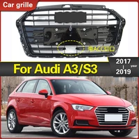 black bumper grille with acc hole car front bumper grill mesh hood front center middle grille for audi a3s3 2017 2019 car mesh