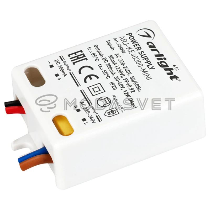 Блок питания ARJ-KE40300-MINI (12W, 300mA, PFC) ( IP20 Пластик, 5 лет)
