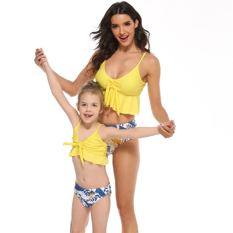 Bunvel богемный купальный костюм Мама и я с оборками по бокам Бразильская пляжная