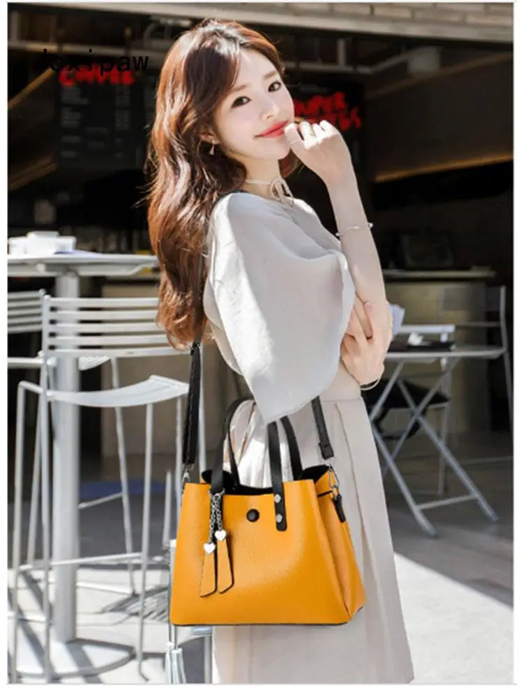 

Women Leather Handbag 2021 Casual Crossbody Bag Yellow Bags Ladies Designer Handbags High Quality Shoulder Bags