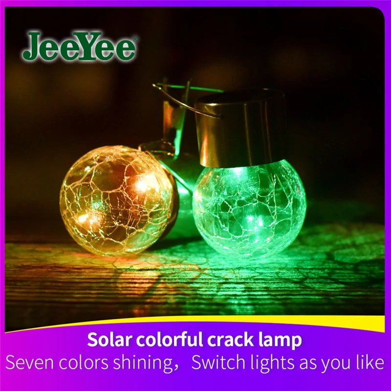 JeeYee Brand Solar Lights Colorful Crystal Ball LED Crackle Style Lamp Solar Energy Outdoor Waterproof Decorative Garden Lamp